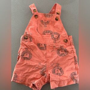 Carters Lion Print Orange Romper Overall size 6 months
